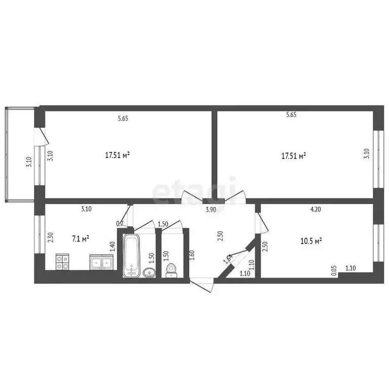 3-комнатная квартира: Шебекино, Парковая улица, 1 (64 м) - Фото 1