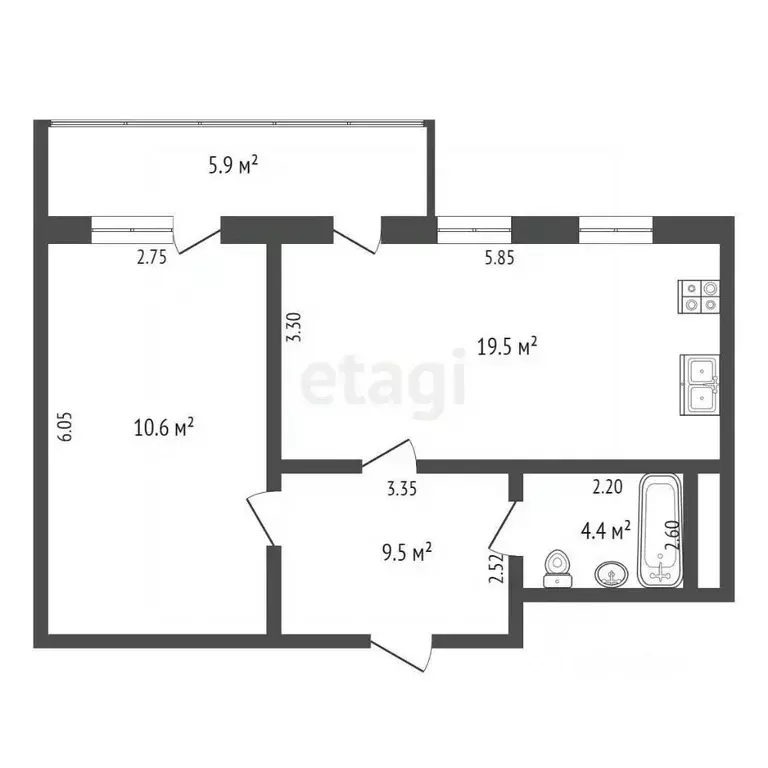1-к кв. Крым, Симферополь ул. Ковыльная (50.0 м) - Фото 0