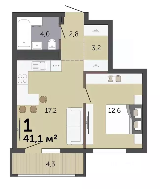 1-к кв. Свердловская область, Екатеринбург Малевич жилой комплекс ... - Фото 2