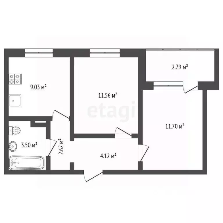 2-к кв. Тюменская область, Тюмень ул. Новоселов, 107к1 (42.3 м) - Фото 2