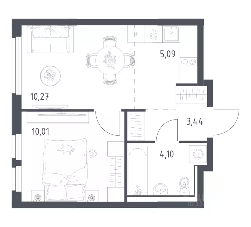 1-к кв. Московская область, Ленинский городской округ, Мисайлово пгт, ... - Фото 1