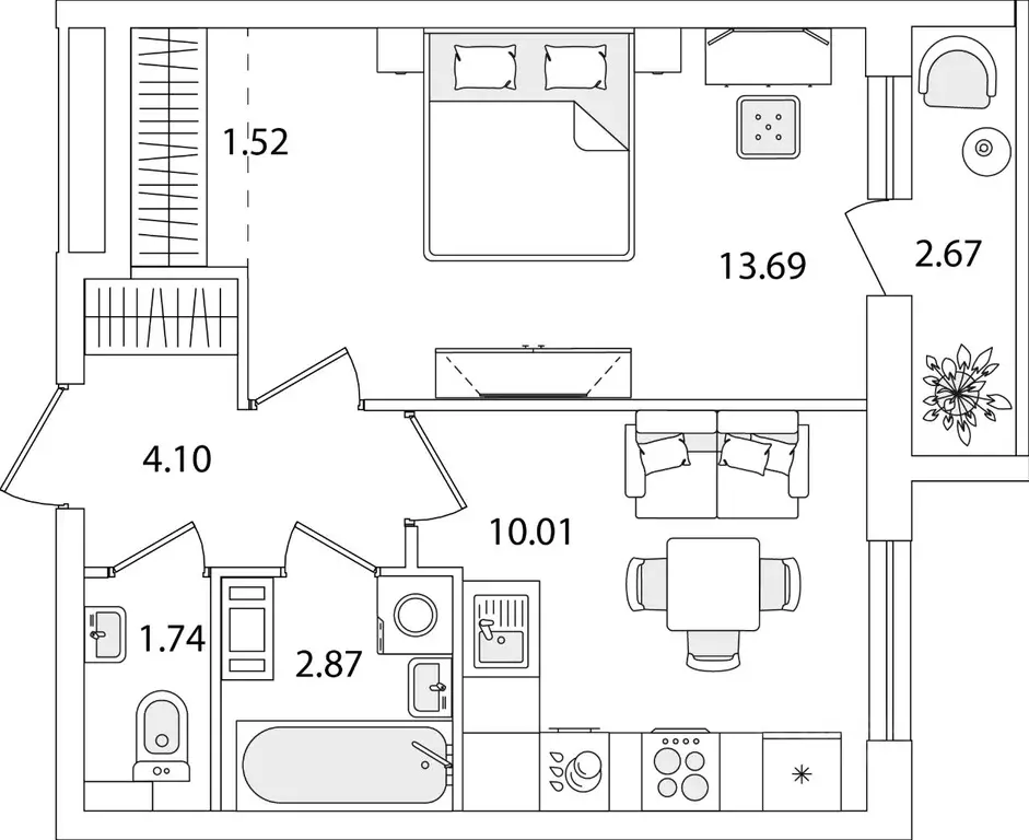 1-к кв. Санкт-Петербург ул. Тамбасова, 5Н (35.27 м) - Фото 0