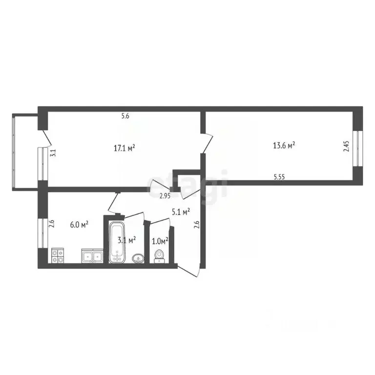 2-к кв. Саратовская область, Балашов ул. Орджоникидзе, 2 (46.1 м) - Фото 1