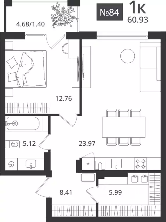 1-к кв. Калининградская область, Светлогорск Новая ул., 108-114 (60.93 ... - Фото 1