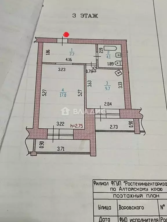 1-к кв. Алтайский край, Барнаул ВРЗ мкр, ул. Воровского, 144 (38.5 м) - Фото 2