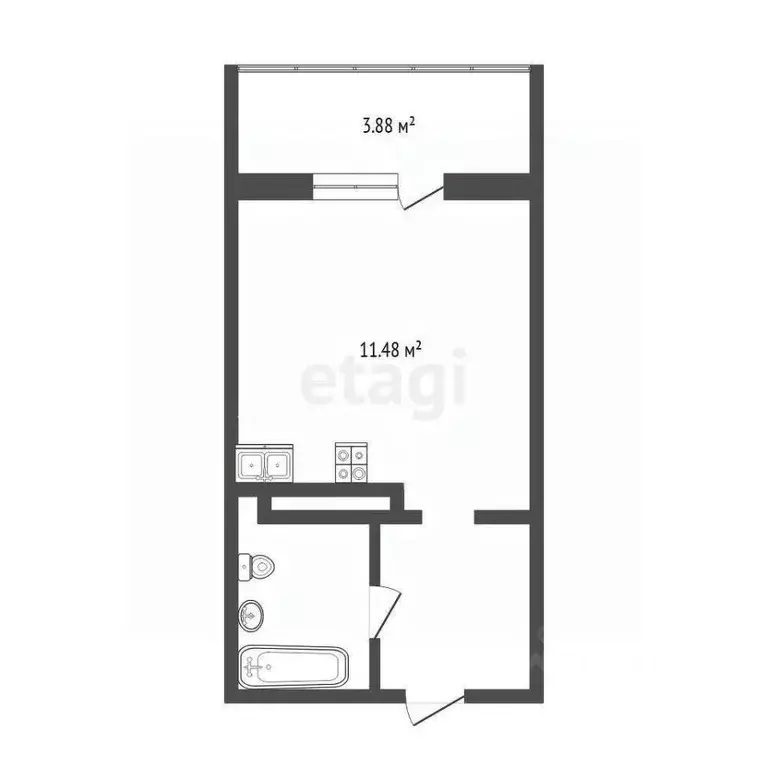 Студия Тюменская область, Тюмень ул. Фармана Салманова, 26 (18.9 м) - Фото 1