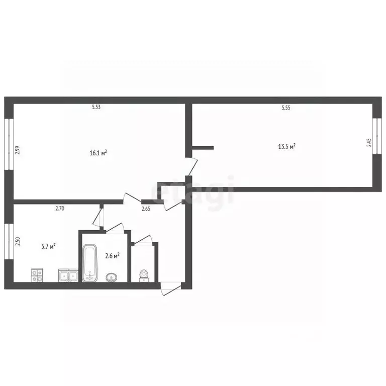 2-к кв. Башкортостан, Бирск ул. Мира, 140А (43.4 м) - Фото 2