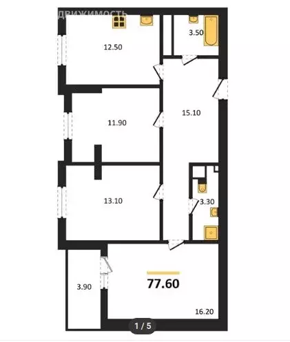 3-комнатная квартира: село Мирное, улица Крымской Весны, 6к2 (77.6 м) - Фото 0