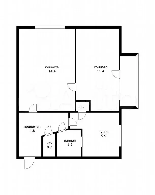 2-к. квартира, 41,6 м, 3/5 эт. - Фото 0