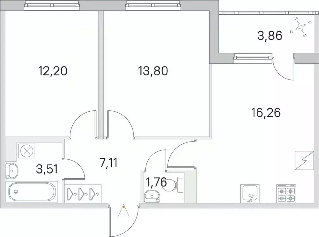 2-к кв. Санкт-Петербург пос. Шушары, ЮгТаун жилой комплекс (56.57 м) - Фото 0