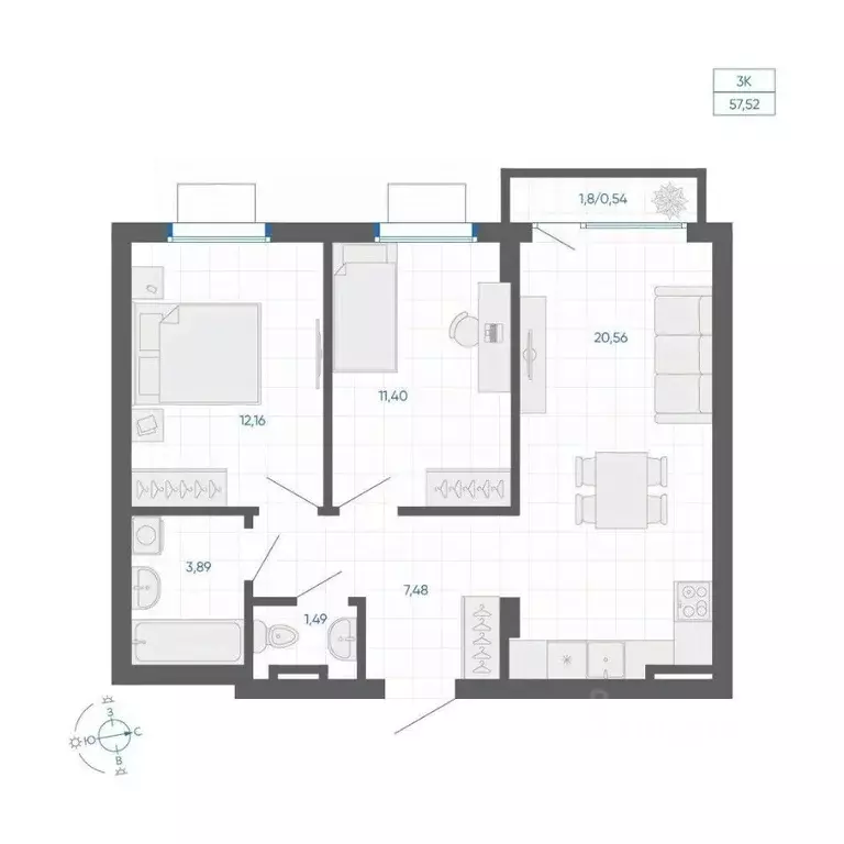 2-к кв. Челябинская область, Челябинский городской округ, пос. ... - Фото 2