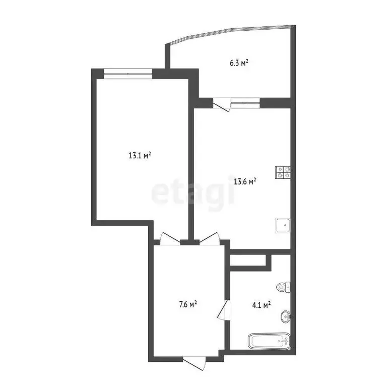 1-комнатная квартира: Тюмень, Линейная улица, 23 (39 м) - Фото 1