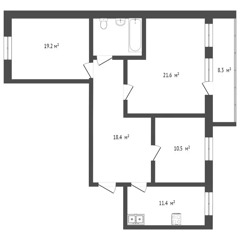 3-комнатная квартира: Тюмень, улица Евгения Богдановича, 11/3 (94.6 м) - Фото 0