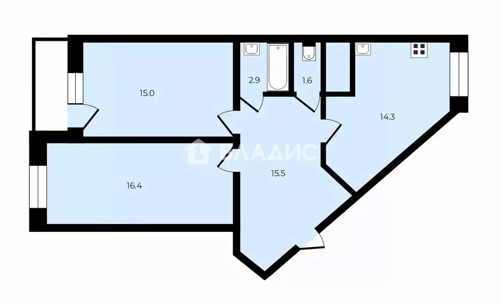 2-к кв. Санкт-Петербург ул. Русановская, 19к2 (67.5 м) - Фото 2