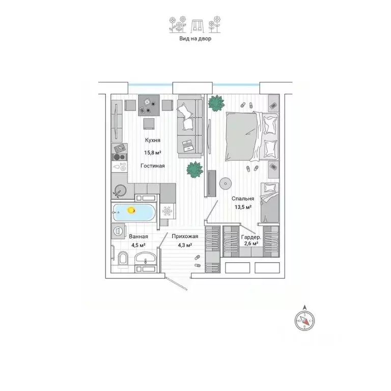 2-к кв. Приморский край, Владивосток Гринвуд жилой комплекс (40.8 м) - Фото 1