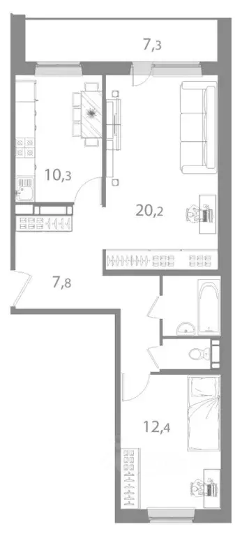 2-к кв. Томская область, Томск ул. Пришвина, 52 (59.62 м) - Фото 0