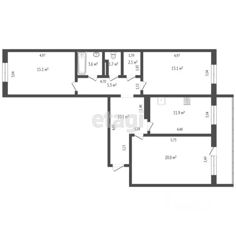 3-к кв. Тюменская область, Тюмень Малая Боровская ул., 38 (85.0 м) - Фото 2