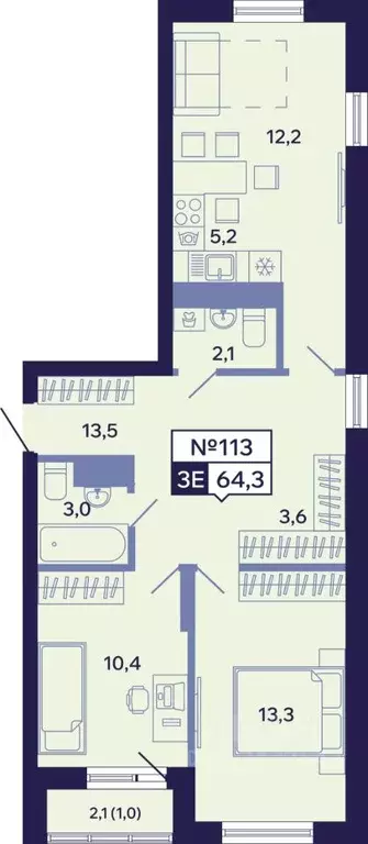 3-к кв. Саха (Якутия), Якутск ул. Новопортовская, 1Д (64.3 м) - Фото 1