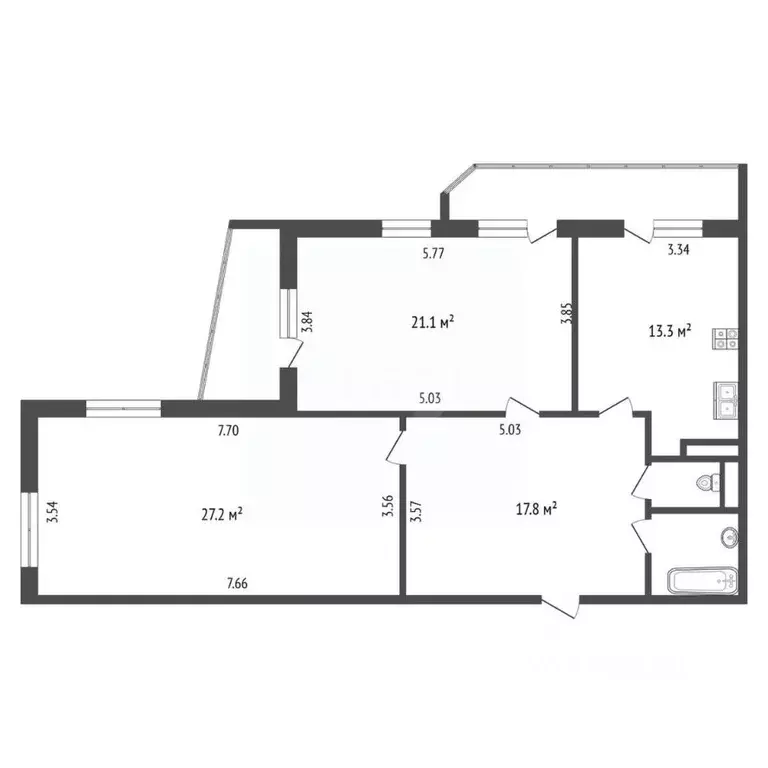 3-к кв. Москва 3-я Парковая ул., 12 (83.4 м) - Фото 2