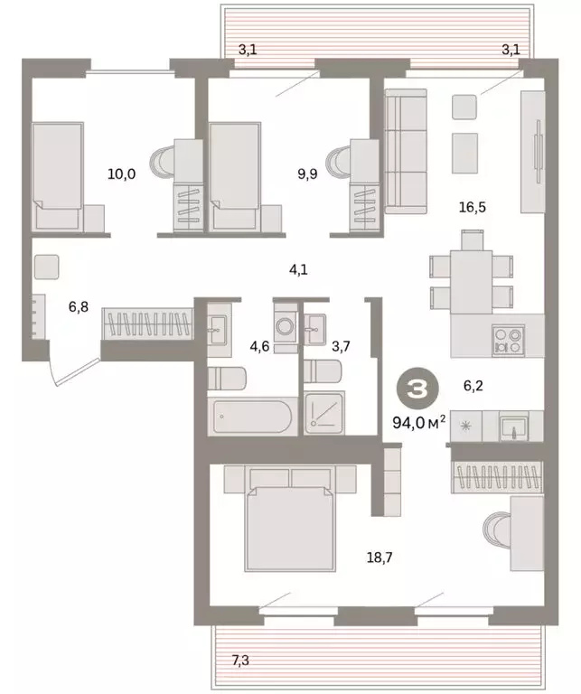 3-комнатная квартира: Екатеринбург, жилой район Сортировочный, ... - Фото 2