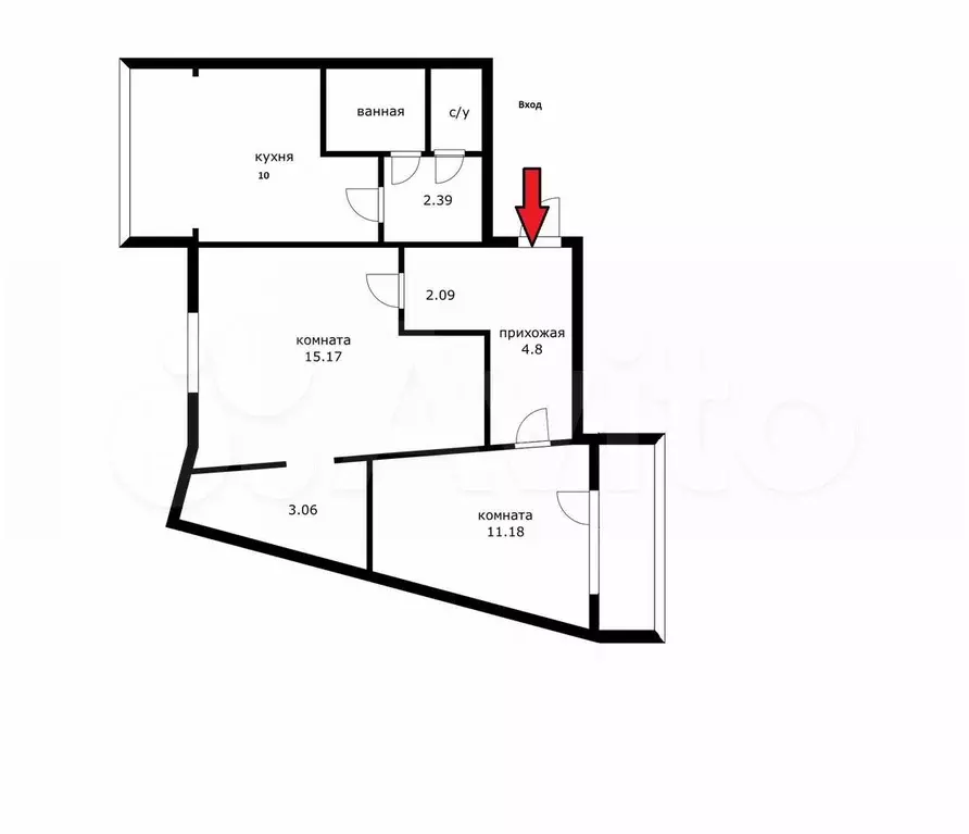 2-к. квартира, 55 м, 10/10 эт. - Фото 0