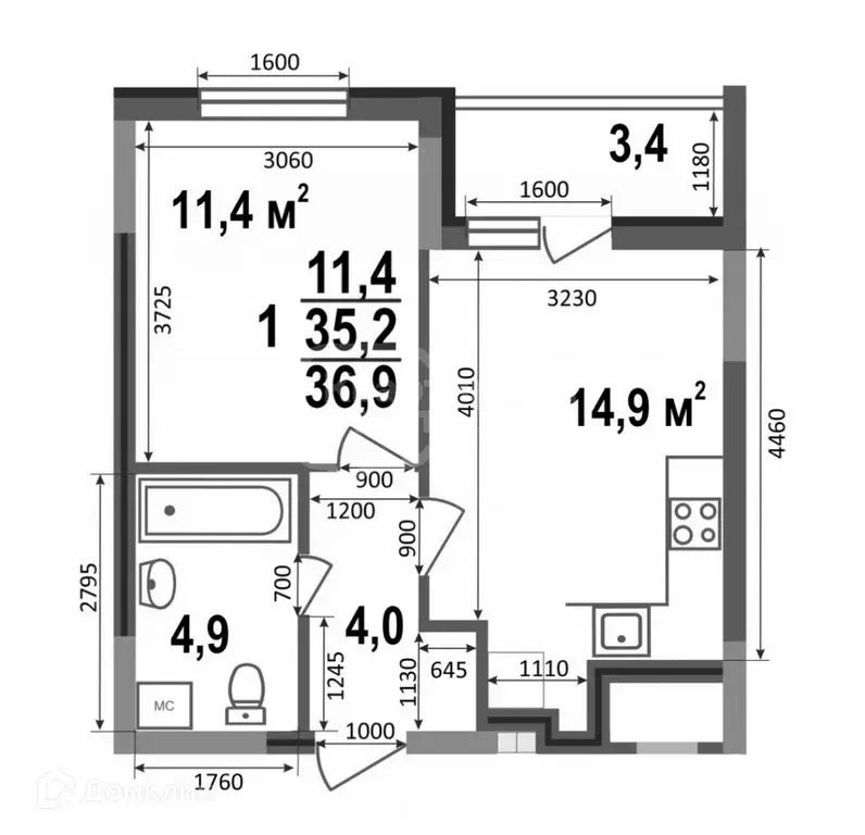 Продаётся 1-к квартира, 36.9 м - Фото 0