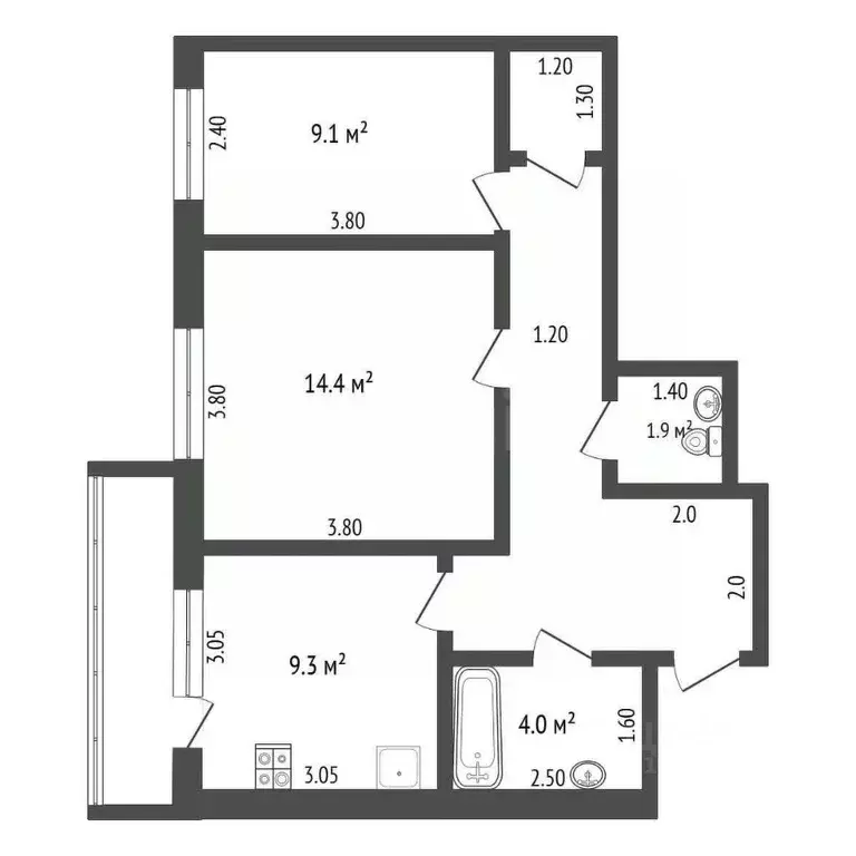 2-к кв. Ямало-Ненецкий АО, Новый Уренгой Тундровый мкр, 5 (53.3 м) - Фото 1