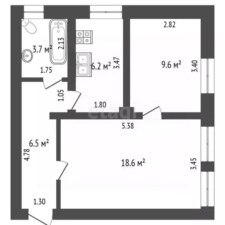 2-к кв. Калининградская область, Калининград просп. Победы, 17 (44.6 ... - Фото 2