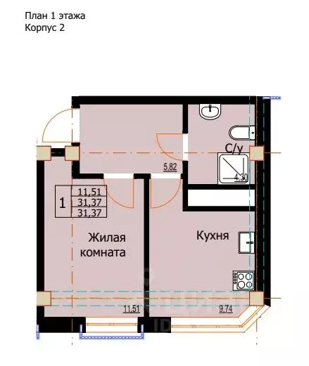 1-к кв. Ставропольский край, Ессентуки  (31.37 м) - Фото 0