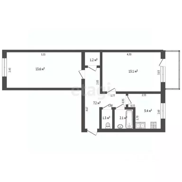 2-к кв. Крым, Феодосия ул. Первушина, 30 (44.2 м) - Фото 2