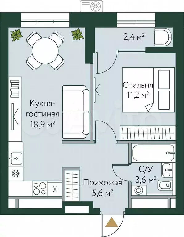 1-к. квартира, 41,7 м, 21/24 эт. - Фото 0