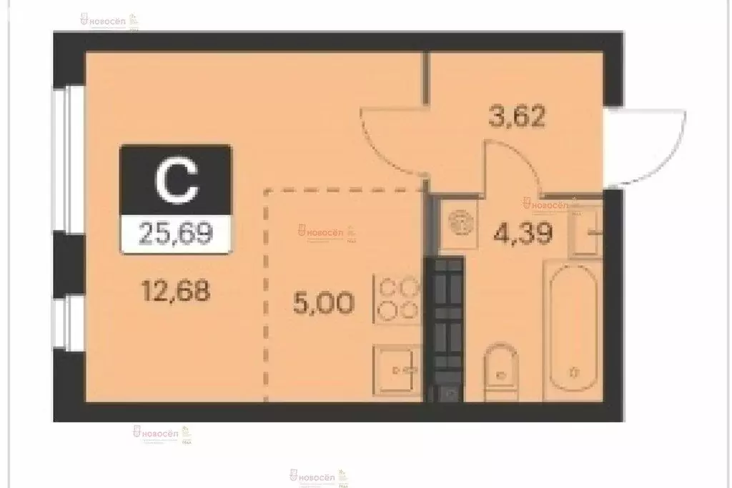 Квартира-студия: Екатеринбург, улица Академика Ландау, 39 (25.7 м) - Фото 1