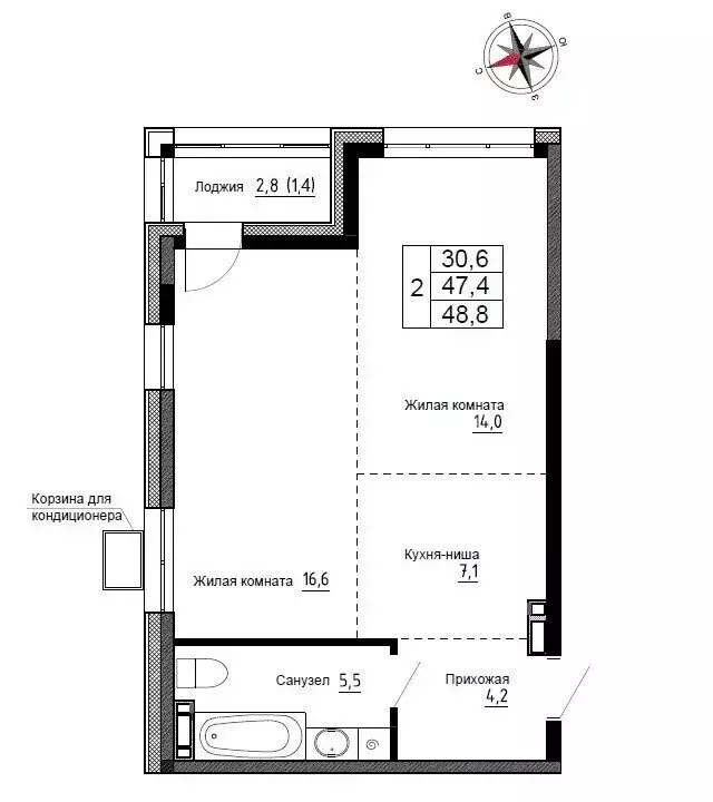 Квартира-студия: Новый, улица Ленина, 6с1 (48.8 м) - Фото 0
