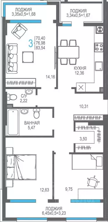 3-к кв. Крым, Алушта На Фонтанке жилой комплекс (76.98 м) - Фото 1