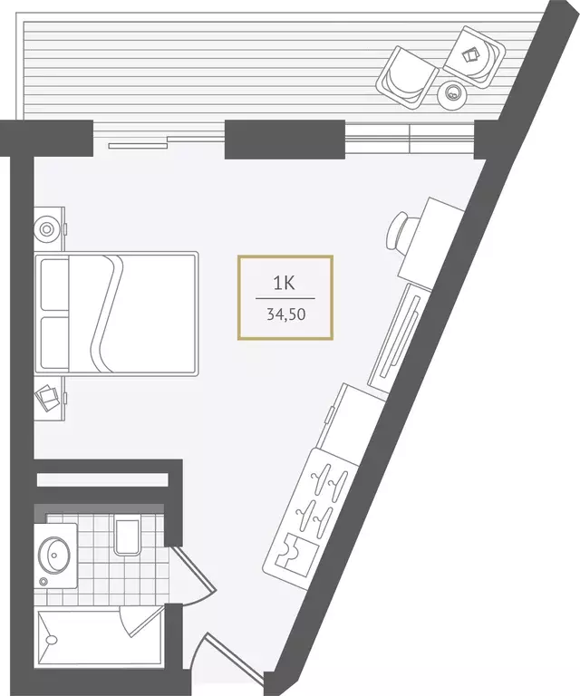 1-к квартира, 35.1 м - Фото 0