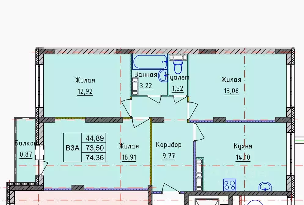 3-к кв. Ярославская область, Ярославль ул. Брагинская, 18к4 (75.0 м) - Фото 1