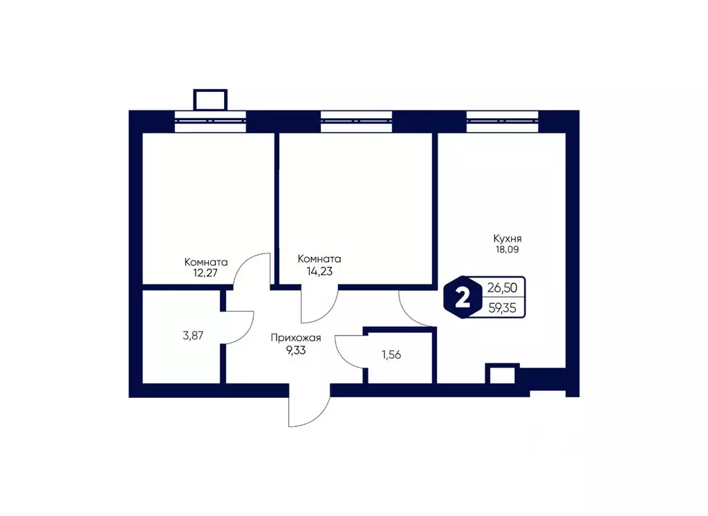 2-к кв. Московская область, Дмитровский муниципальный округ, с. ... - Фото 2
