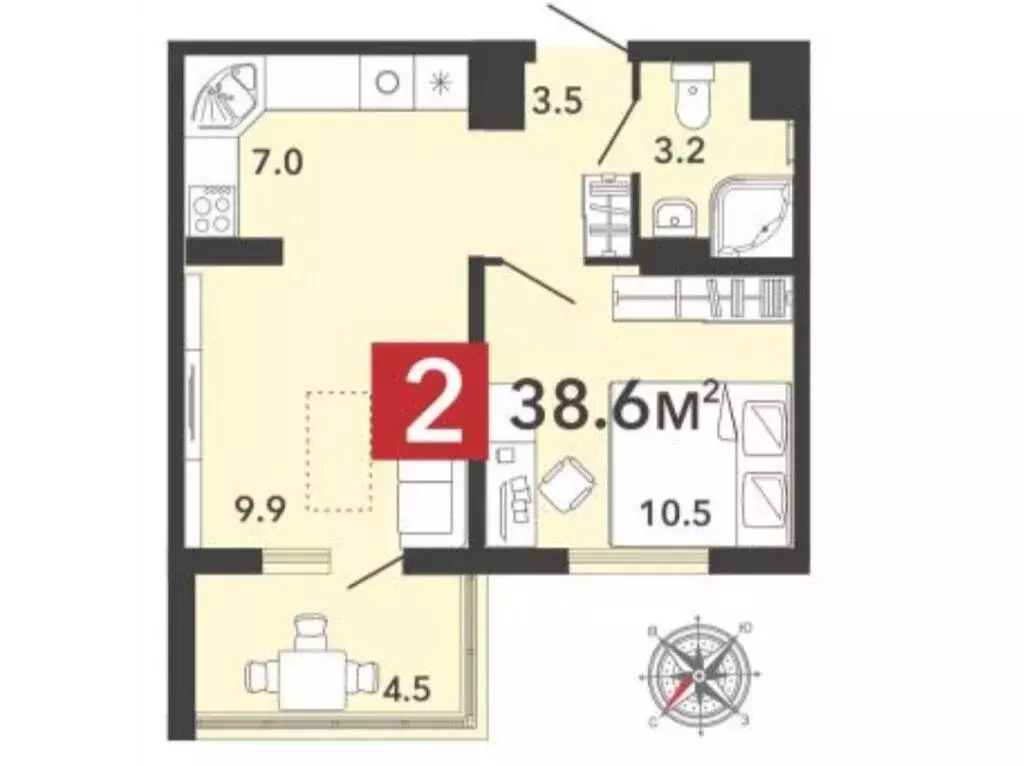2-комнатная квартира: село Засечное, микрорайон Город Спутник, жилой ... - Фото 1