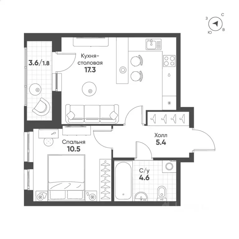 1-к кв. Свердловская область, Екатеринбург Солнечный жилрайон,  (39.6 ... - Фото 1
