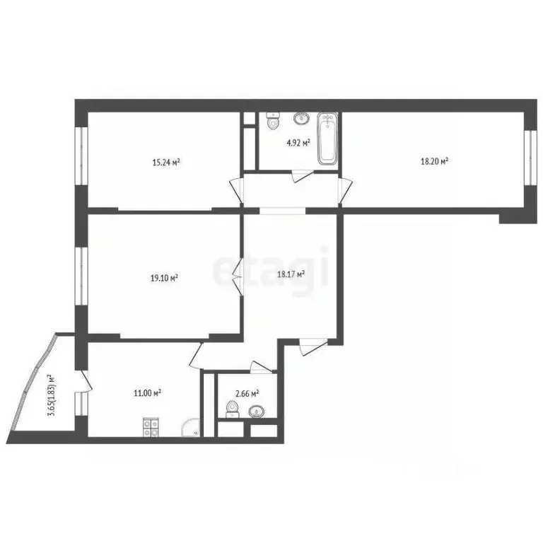 3-к кв. Московская область, Одинцово Можайское ш., 136А (90.5 м) - Фото 2