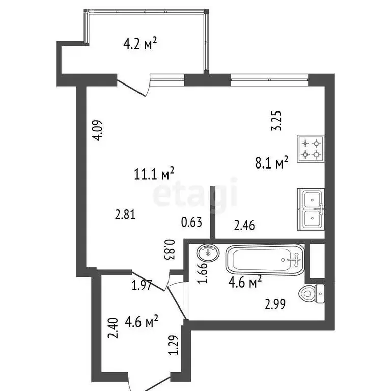 1-комнатная квартира: Санкт-Петербург, Суздальское шоссе, 24к3 (28.4 ... - Фото 1