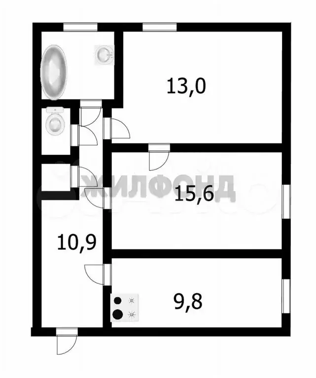 2-к. квартира, 55,1 м, 5/5 эт. - Фото 0