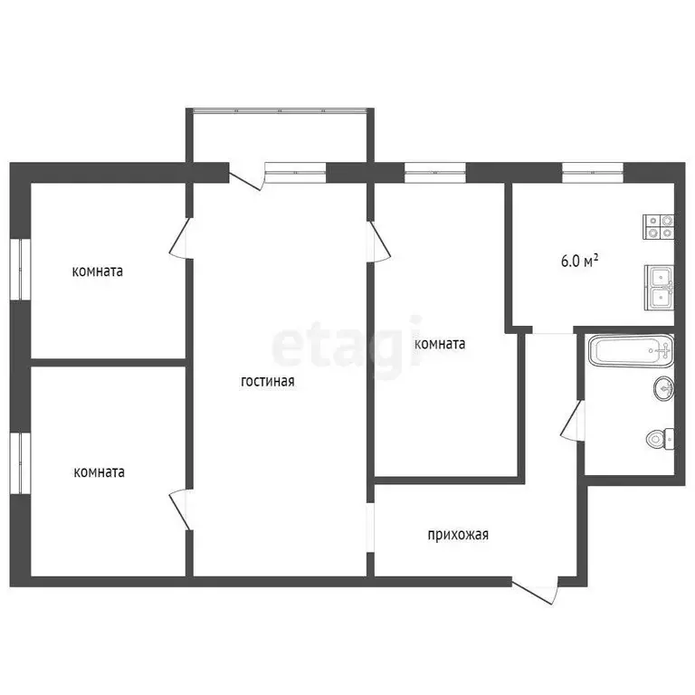 4-комнатная квартира: Железнодорожное, улица Шмелёва, 17 (50.7 м) - Фото 1