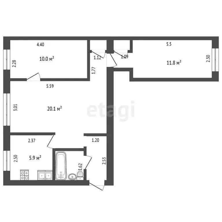 3-комнатная квартира: Бабаево, Советская улица, 11 (55 м) - Фото 1