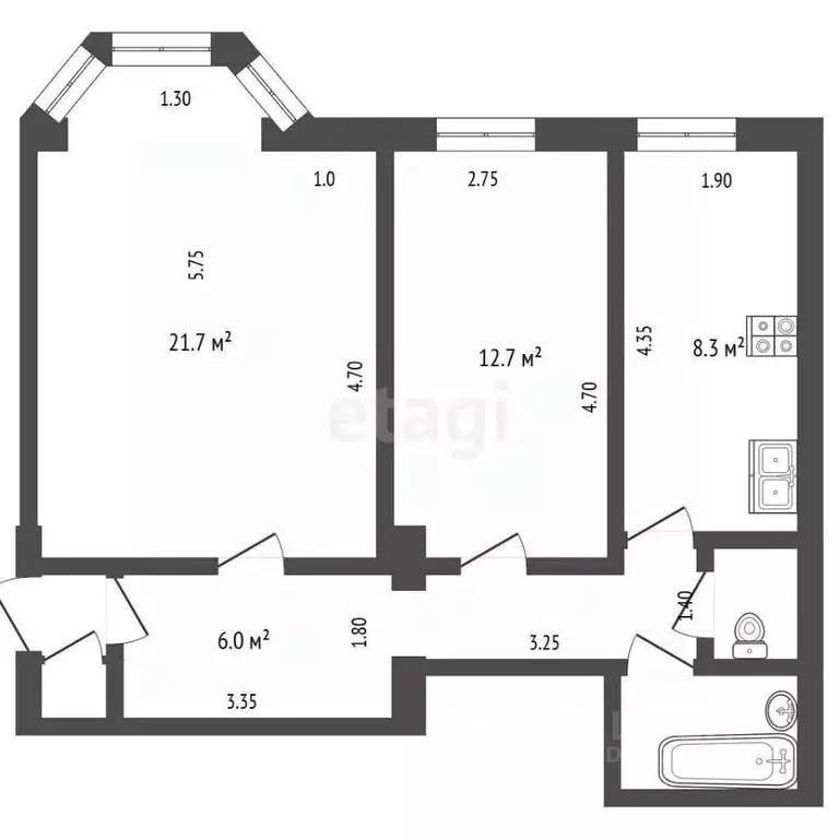 2-к кв. Орловская область, Орел Московская ул., 102 (57.5 м) - Фото 1