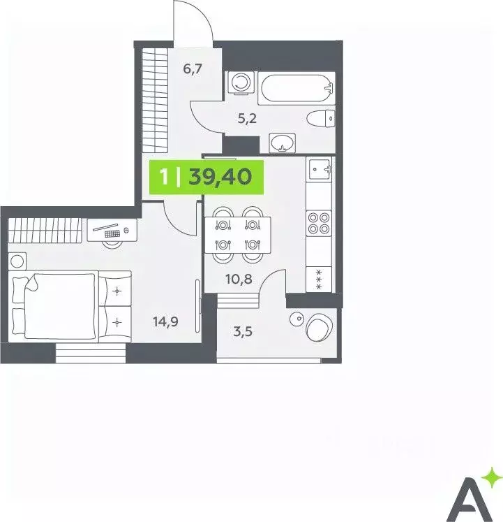 1-к кв. Санкт-Петербург ул. Среднерогатская, 11к2 (39.4 м) - Фото 0