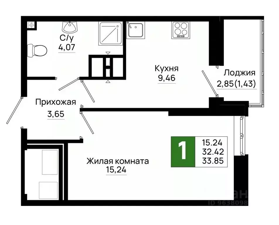 1-к кв. Ростовская область, Ростов-на-Дону Нефтекачка кв-л, Октябрь ... - Фото 0