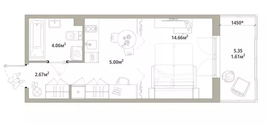 Квартира-студия: городской посёлок Новоселье, Невская улица, 11/1 (28 ... - Фото 1