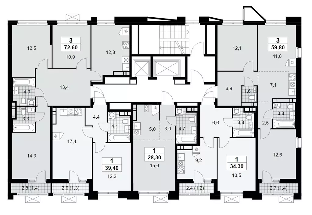 3-к кв. Москва Прокшино жилой комплекс, 7.1.2 (59.8 м) - Фото 1