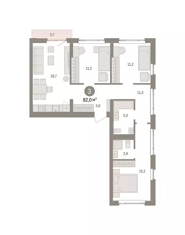 3-комнатная квартира: Екатеринбург, жилой район Сортировочный, ... - Фото 2